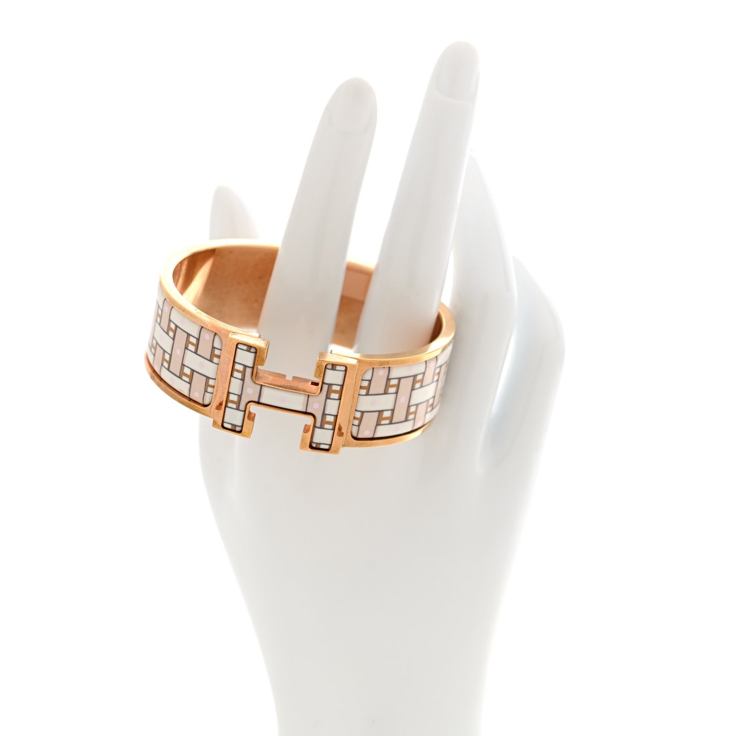 Enamel Son Du H Printed Wide Click Clac H Bracelet PM Sable