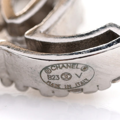 Chanel Metal Crystal CC Hoop Drop Earrings Gold 3 of 4