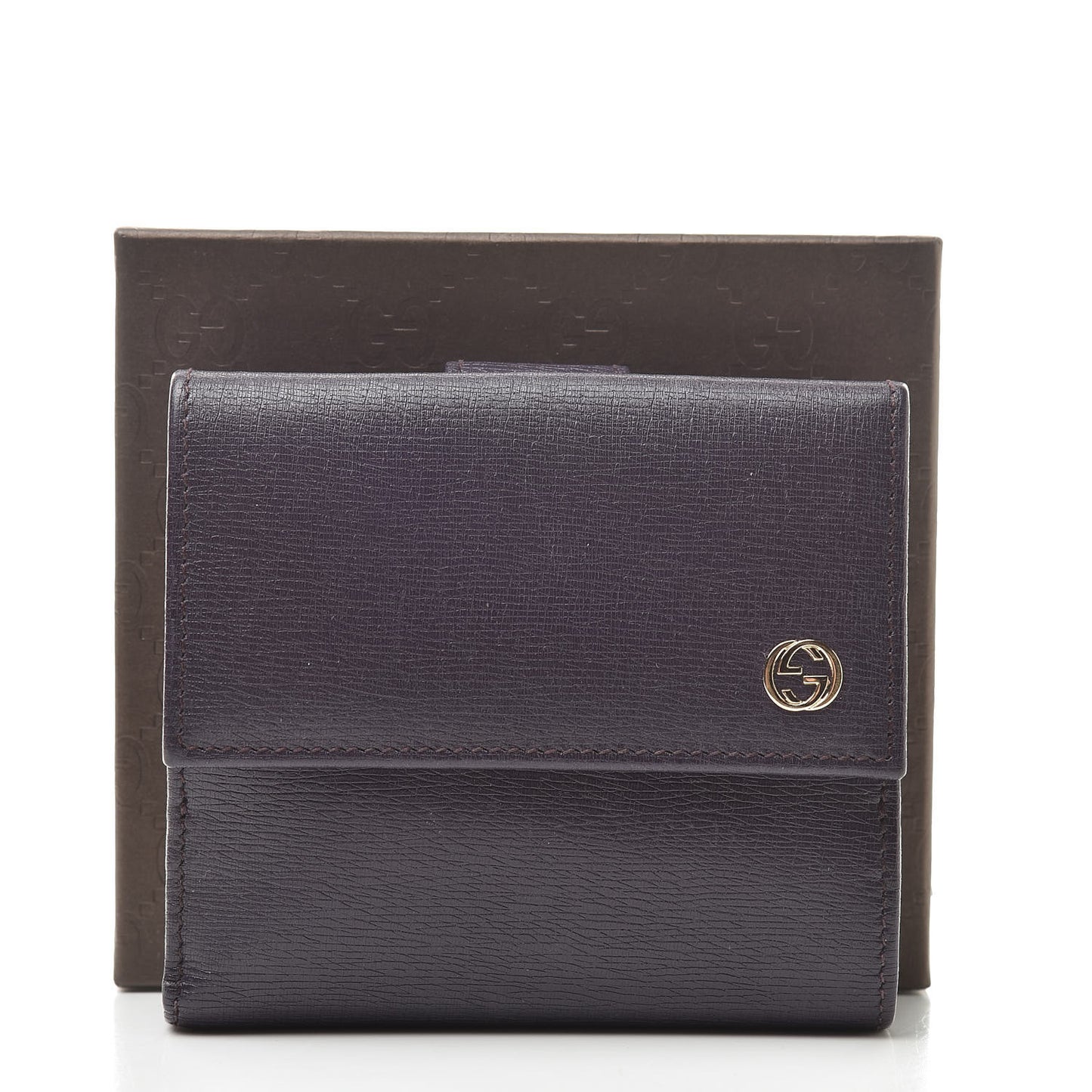 Calfskin Interlocking G French Flap Wallet Purple