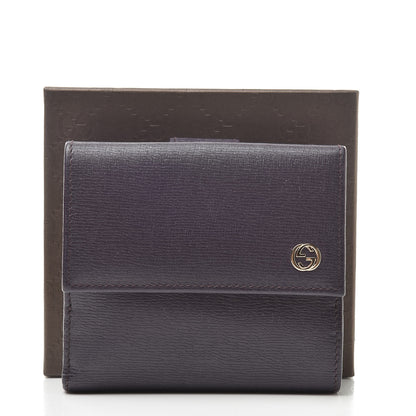 Gucci Calfskin Interlocking G French Flap Wallet Purple 9 of 9