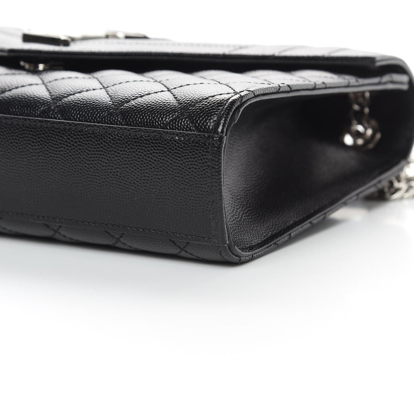 Grain De Poudre Textured Mixed Matelasse Triquilt Medium Monogram Satchel Black