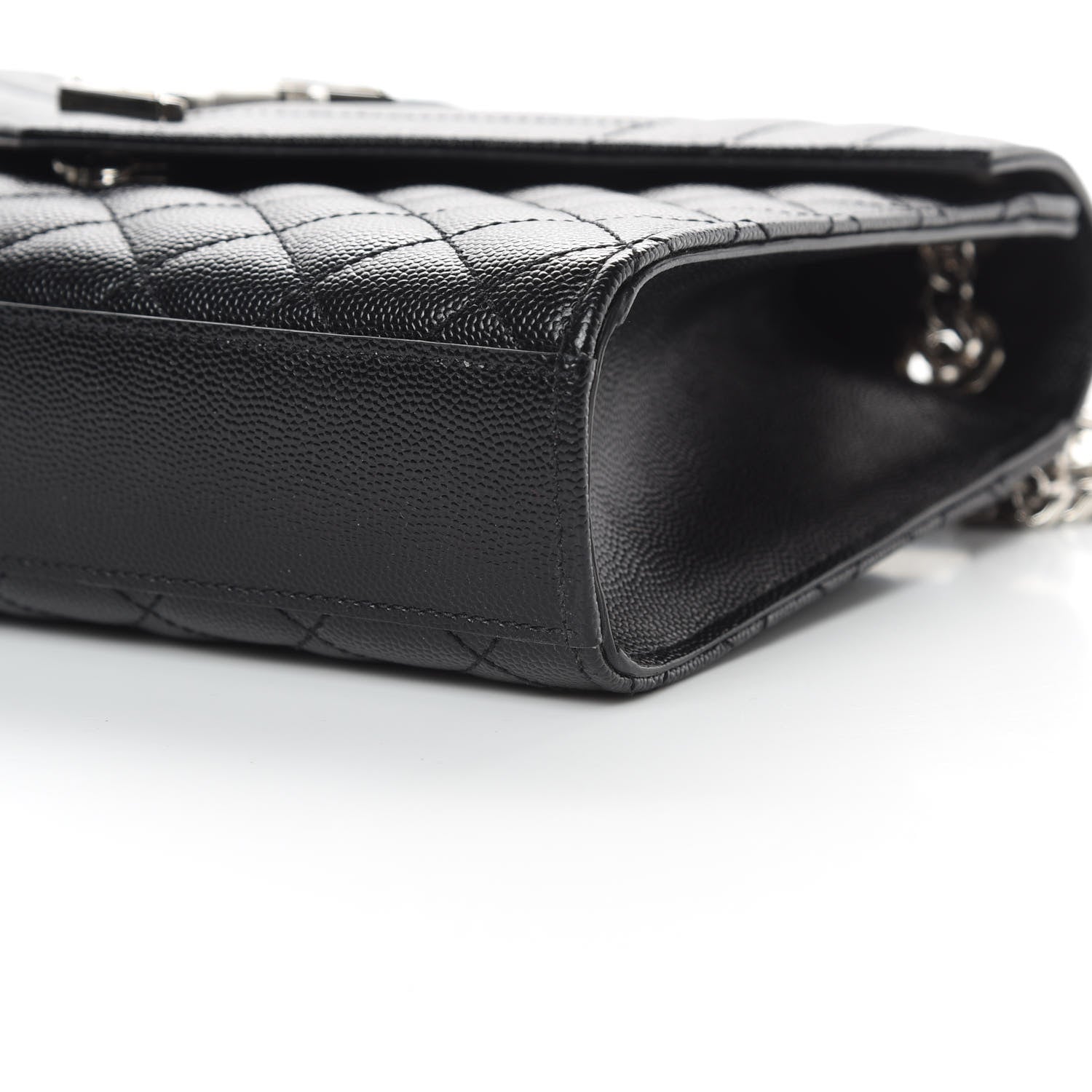 Saint Laurent Grain De Poudre Textured Mixed Matelasse Triquilt Medium Monogram Satchel Black 11 of 12