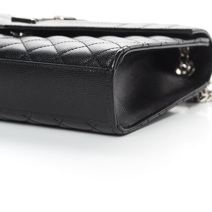 Saint Laurent Grain De Poudre Textured Mixed Matelasse Triquilt Medium Monogram Satchel Black 11 of 12
