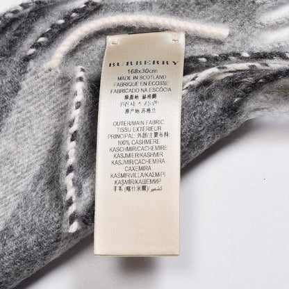 Burberry Cashmere Giant Check Fringe Scarf Pale Grey 5 of 5