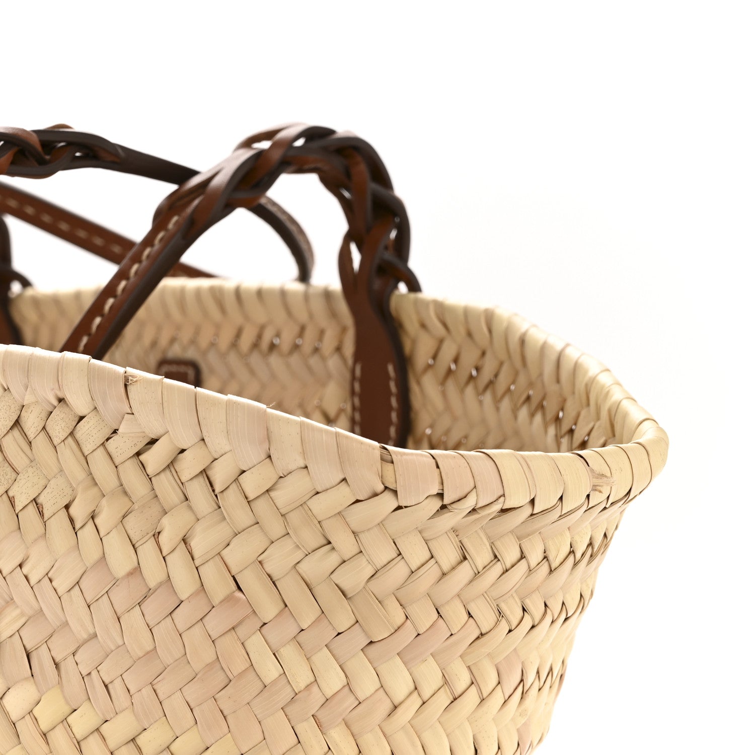 Prada Palmitto Vitello Woven Braided Large Basket Tote Bag Naturale Cognac 11 of 11
