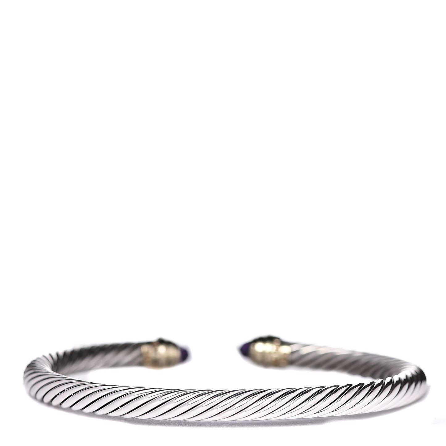 Sterling Silver 14K Yellow Gold Amethyst 5mm Cable Classics Petite Color Bracelet