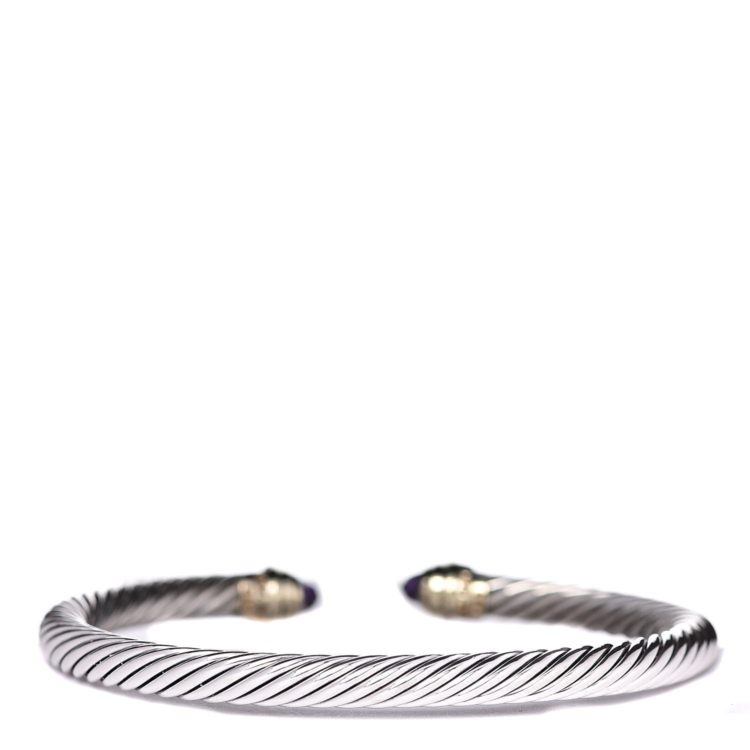 David Yurman Sterling Silver 14K Yellow Gold Amethyst 5mm Cable Classics Petite Color Bracelet 3 of 5