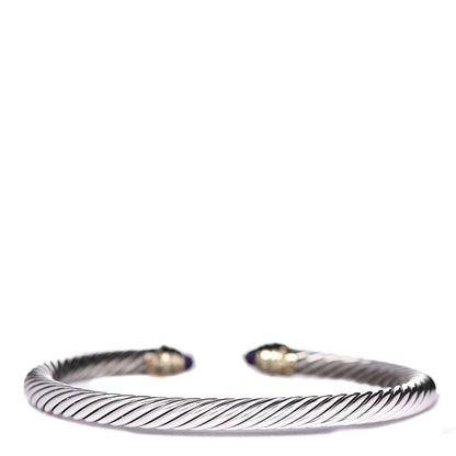 David Yurman Sterling Silver 14K Yellow Gold Amethyst 5mm Cable Classics Petite Color Bracelet 3 of 5