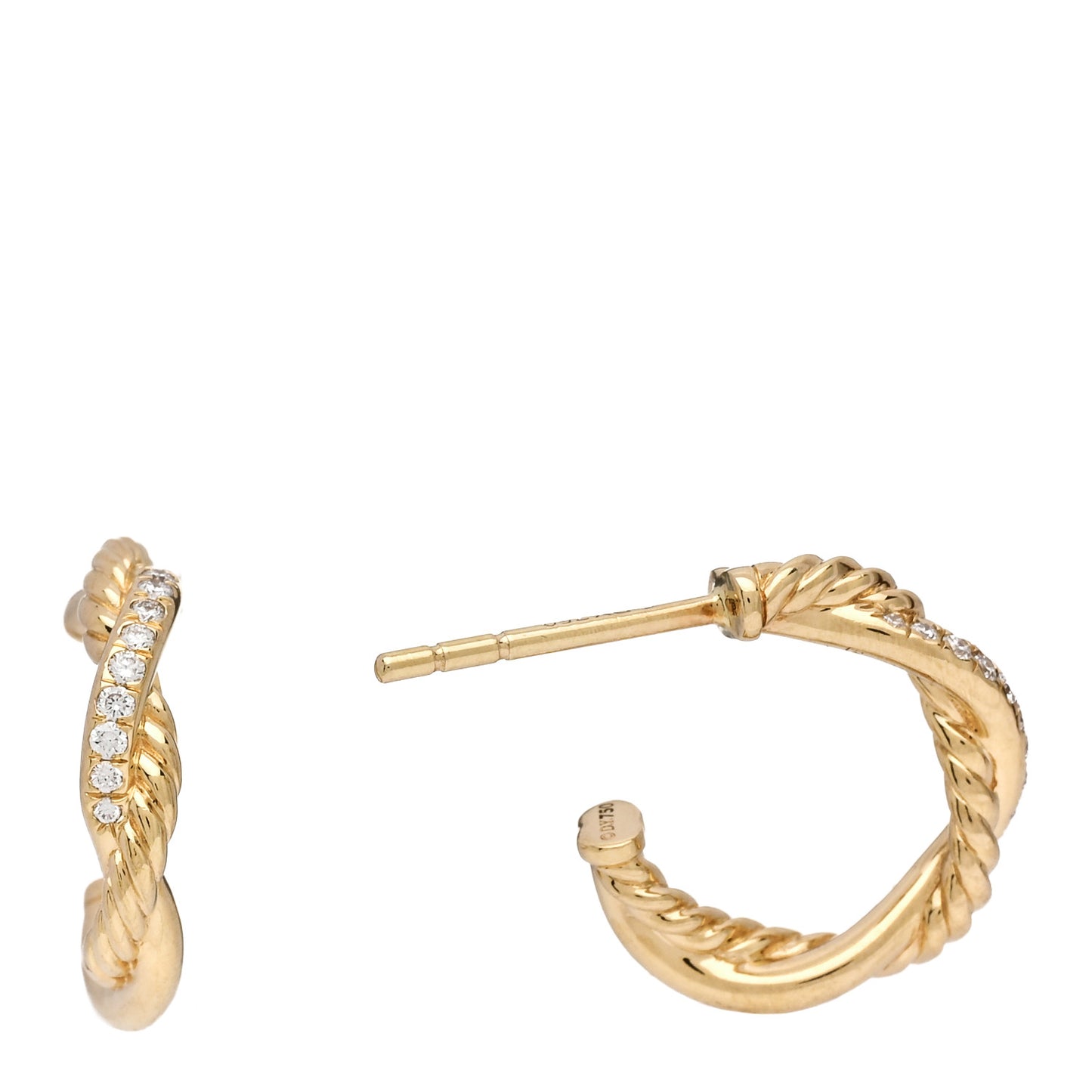 18K Yellow Gold Diamond Petite Infinity Huggie Hoop Earrings