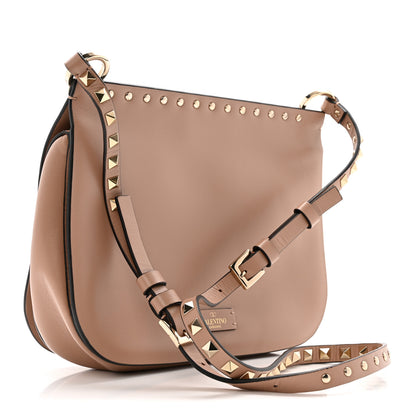 Valentino Garavani Calfskin Rockstud Saddle Bag Poudre 3 of 11