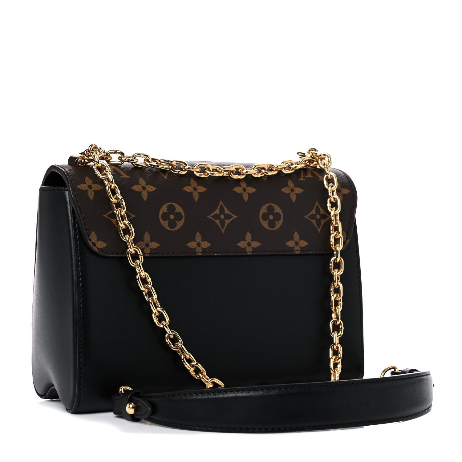 Louis Vuitton Veau Satin Monogram Twist Shoulder Bag MM Black 3 of 9