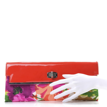 Balenciaga Patent Satin Floral Clutch Red 2 of 6