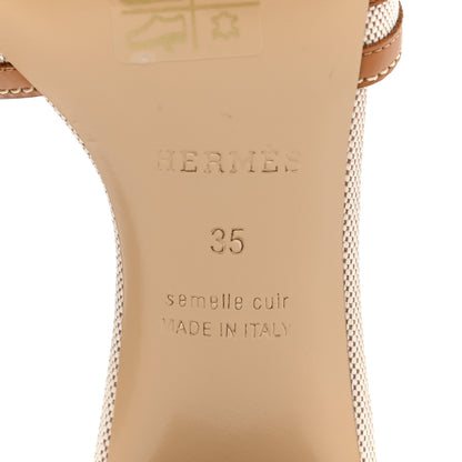 Hermes Calfskin Canvas Oasis Sandals 35 Noisette Beige Dore 8 of 9