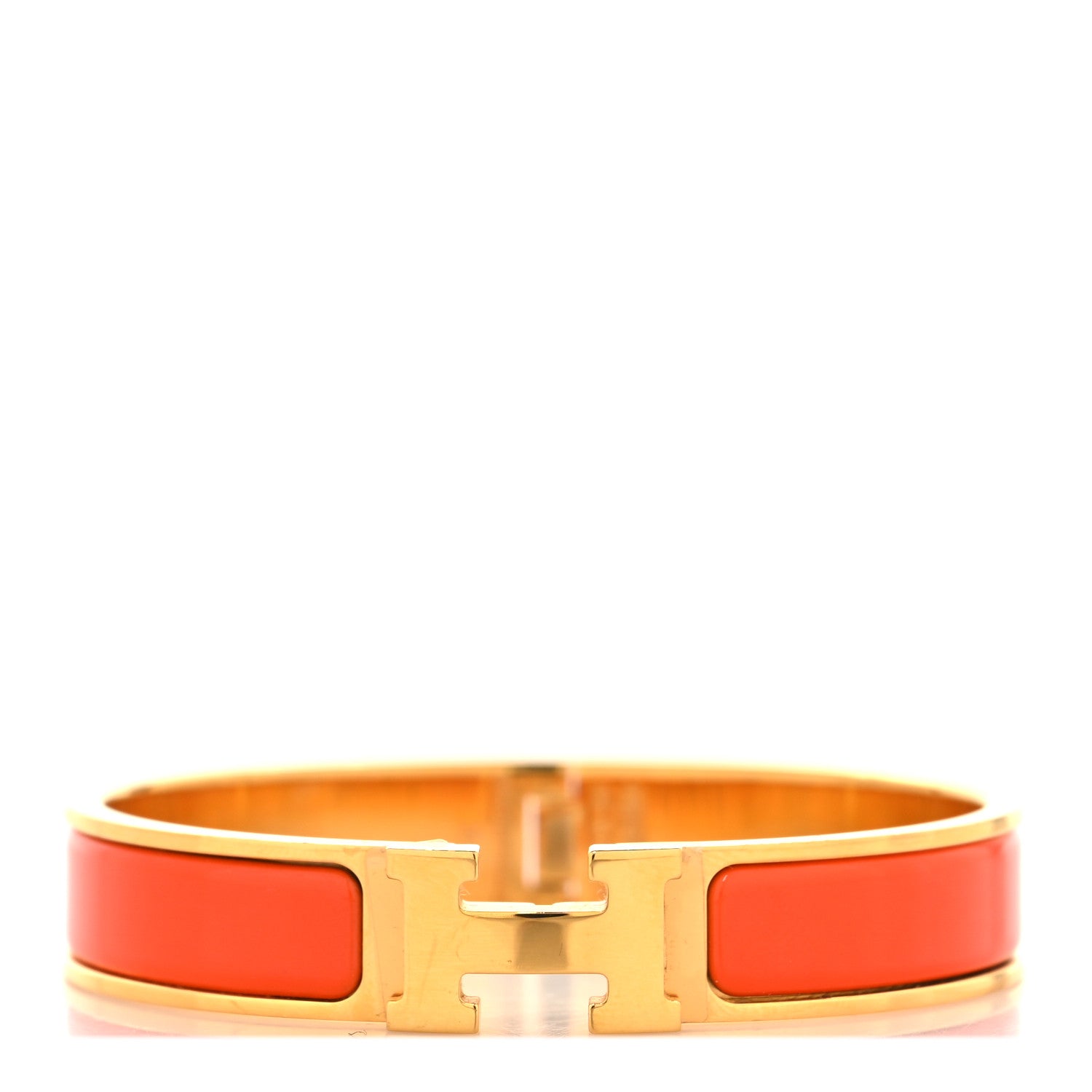 Hermes Enamel Narrow Clic Clac H Bracelet GM Orange Fruite 1 of 5