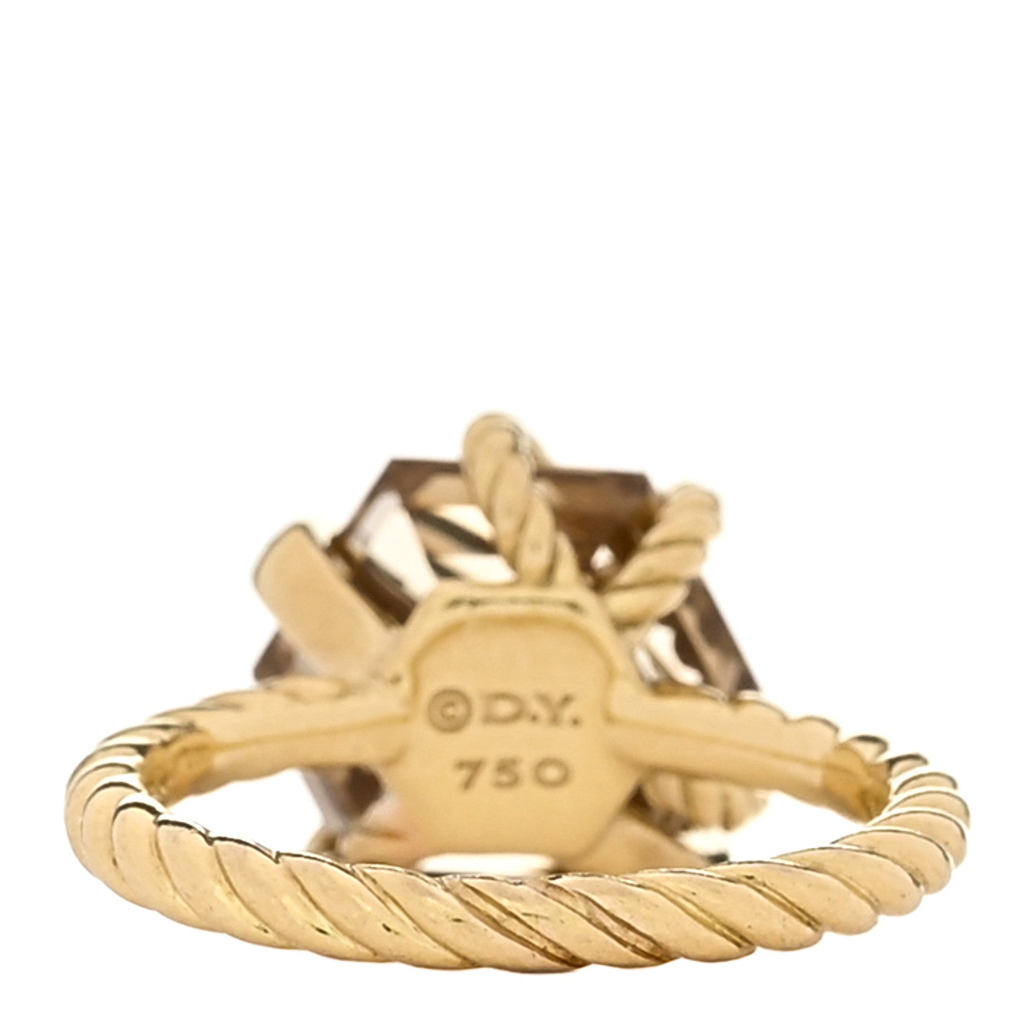 David Yurman 18K Yellow Gold Champagne Citrine Diamond 10mm Cable Wrap Ring 49 4.75 3 of 4
