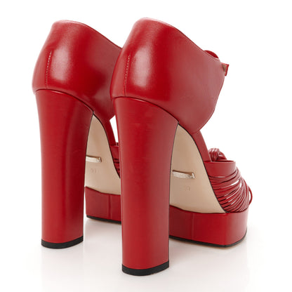 Gucci Nappa Crawford Knotted Strap Platform 37 Hibiscus Red 5 of 8