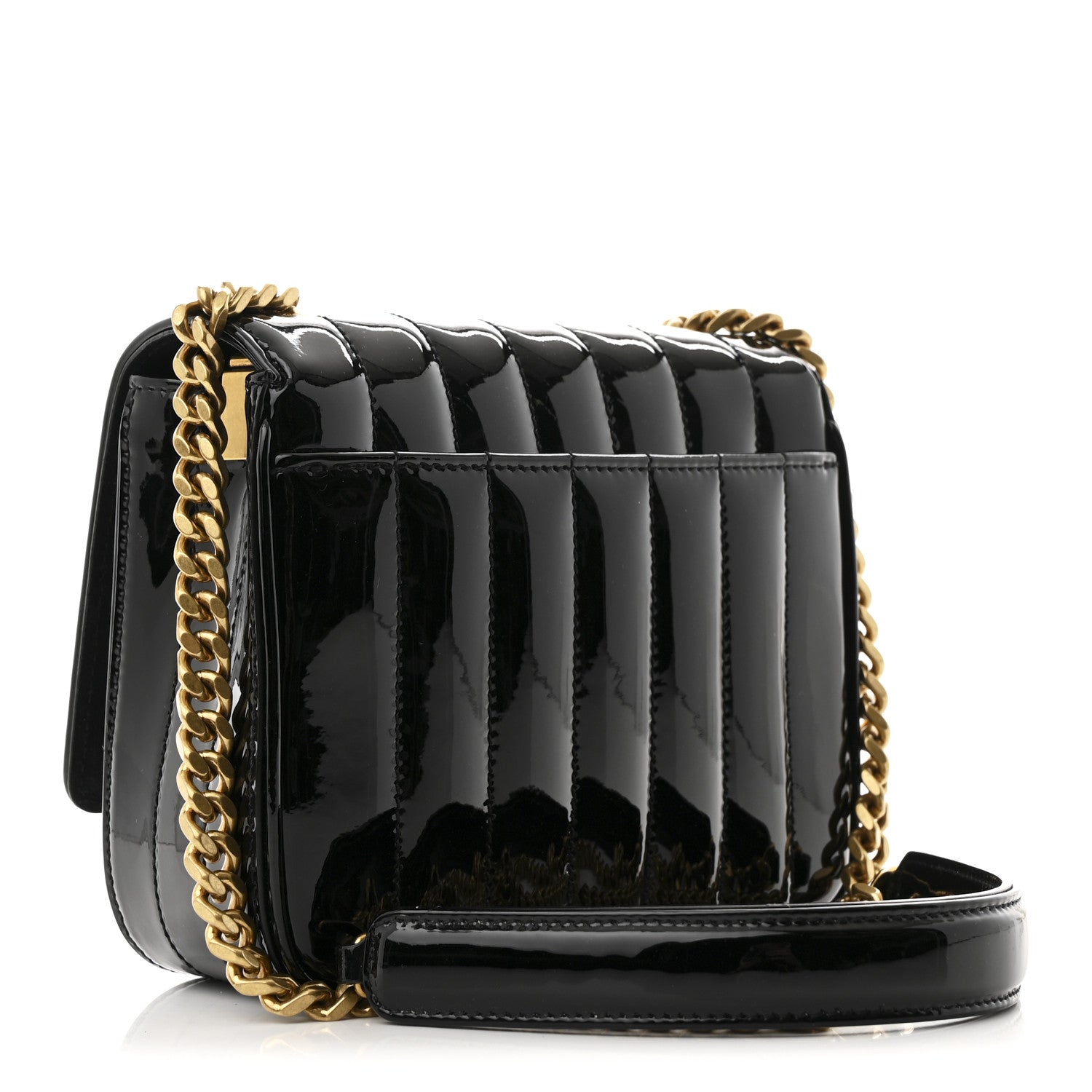 Saint Laurent Patent Calfskin Matelasse Monogram Small Vicky Chain Bag Black 2 of 9