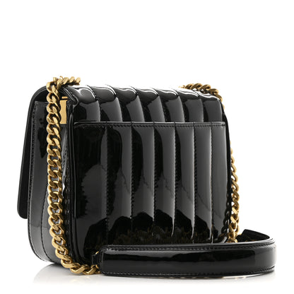 Saint Laurent Patent Calfskin Matelasse Monogram Small Vicky Chain Bag Black 2 of 9