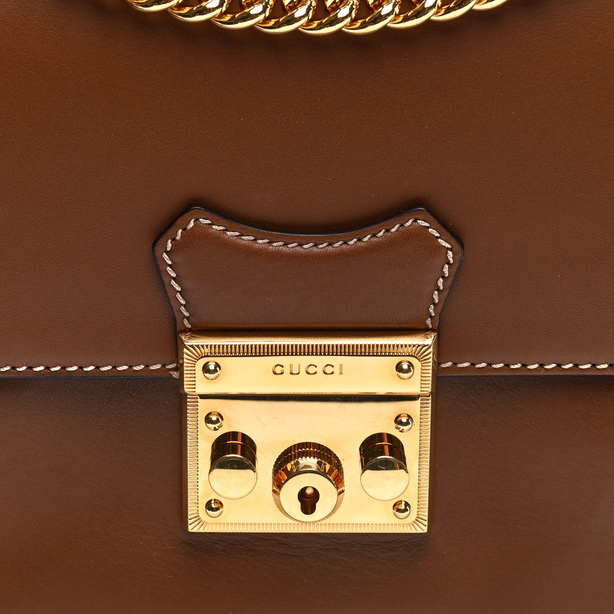 GG Supreme Monogram Calfskin Padlock Slip Pocket Shoulder Bag Beige Cuir