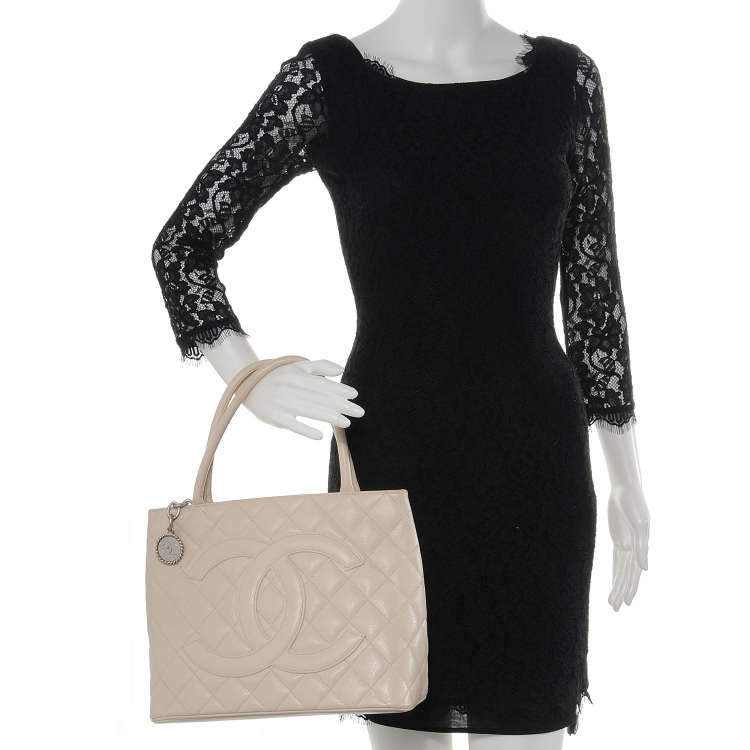 Chanel Caviar Quilted Medallion Tote Light Beige 2 of 7