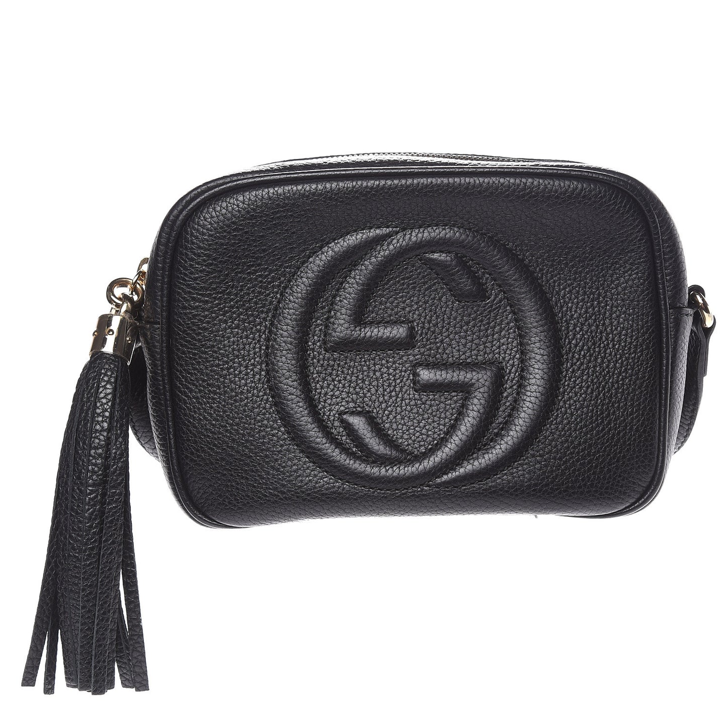 Pebbled Calfskin Small Soho Disco Bag Black