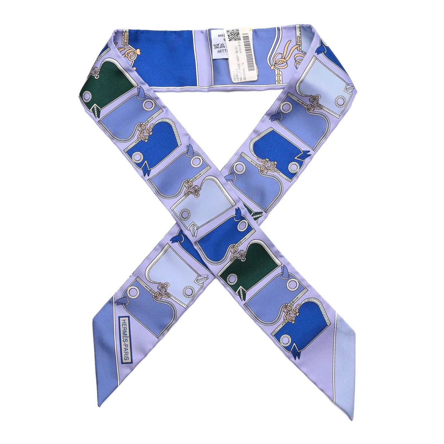 Silk Camails Twilly Scarf Lavande Vert Bleu
