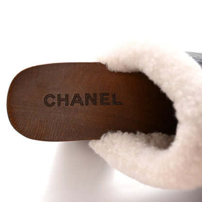 Chanel Crackled Sheepskin CC Mules 40 Black 8 of 12