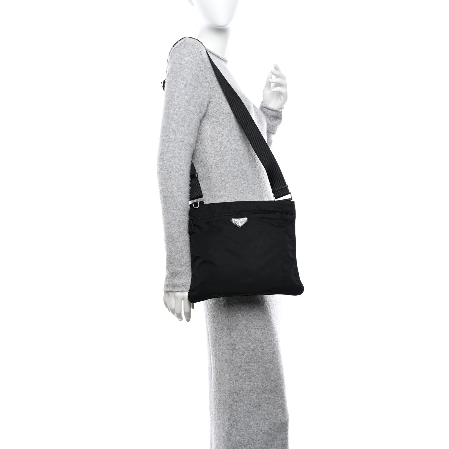 Prada Nylon Vela Flat Messenger Bag Black 2 of 11