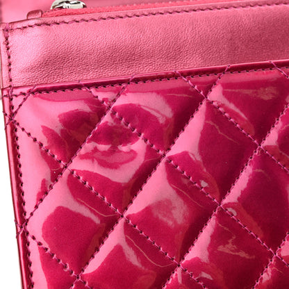 Chanel Metallic Patent Calfskin Quilted Boy Wallet on Chain WOC Fuchsia 13 of 16