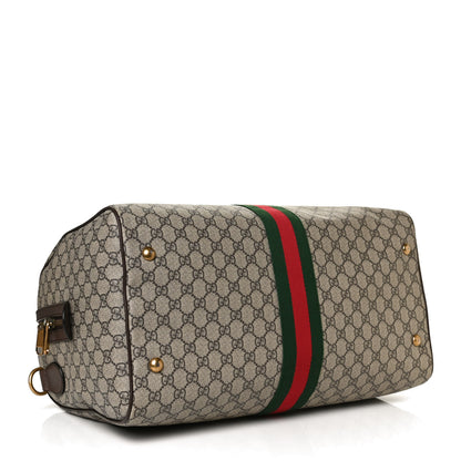 Gucci GG Supreme Monogram Textured Dollar Calfskin Web Medium Ophidia Carry-On Duffle Bag Beige Ebony New Acero 4 of 13