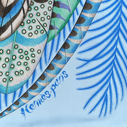Hermes Silk Plumes En Fete Scarf 90 Ciel Vert Brun 2 of 4