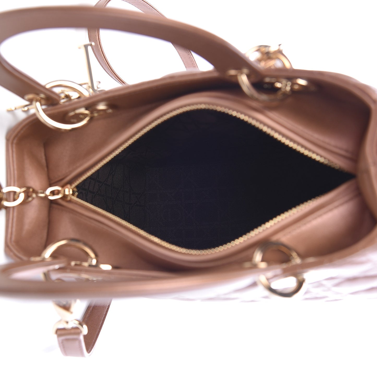 Metallic Lambskin Cannage Medium Lady Dior Bronze
