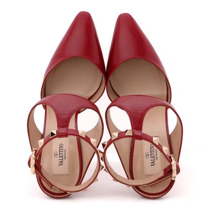Valentino Garavani Calfskin Rockstud Ankle Strap 100mm Pumps 37 Red 2 of 12