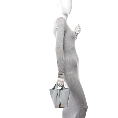 Hermes Taurillon Clemence Picotin Lock 18 PM Bleu Pale 2 of 11