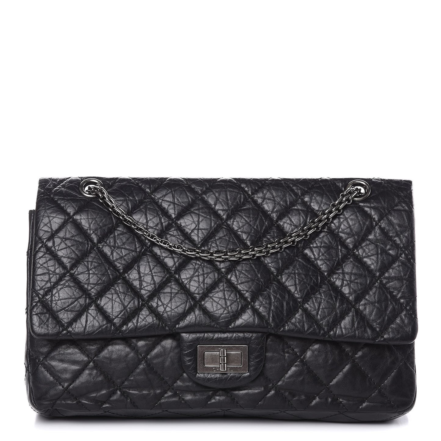 Aged Calfskin Quilted 2.55 Reissue 227 Flap Black