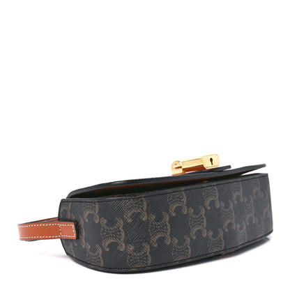 Celine Triomphe Canvas Calfskin Tabou Clutch on Strap Tan 4 of 11