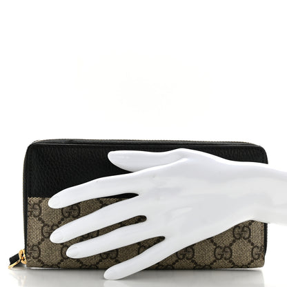 Gucci Dollar Calfskin GG Supreme Monogram GG Marmont Zip Around Wallet Black Beige Ebony 2 of 12