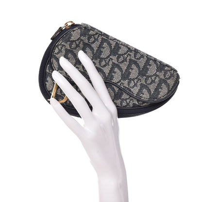 Christian Dior Monogram Mini Saddle Zip Pouch Navy Blue 2 of 12