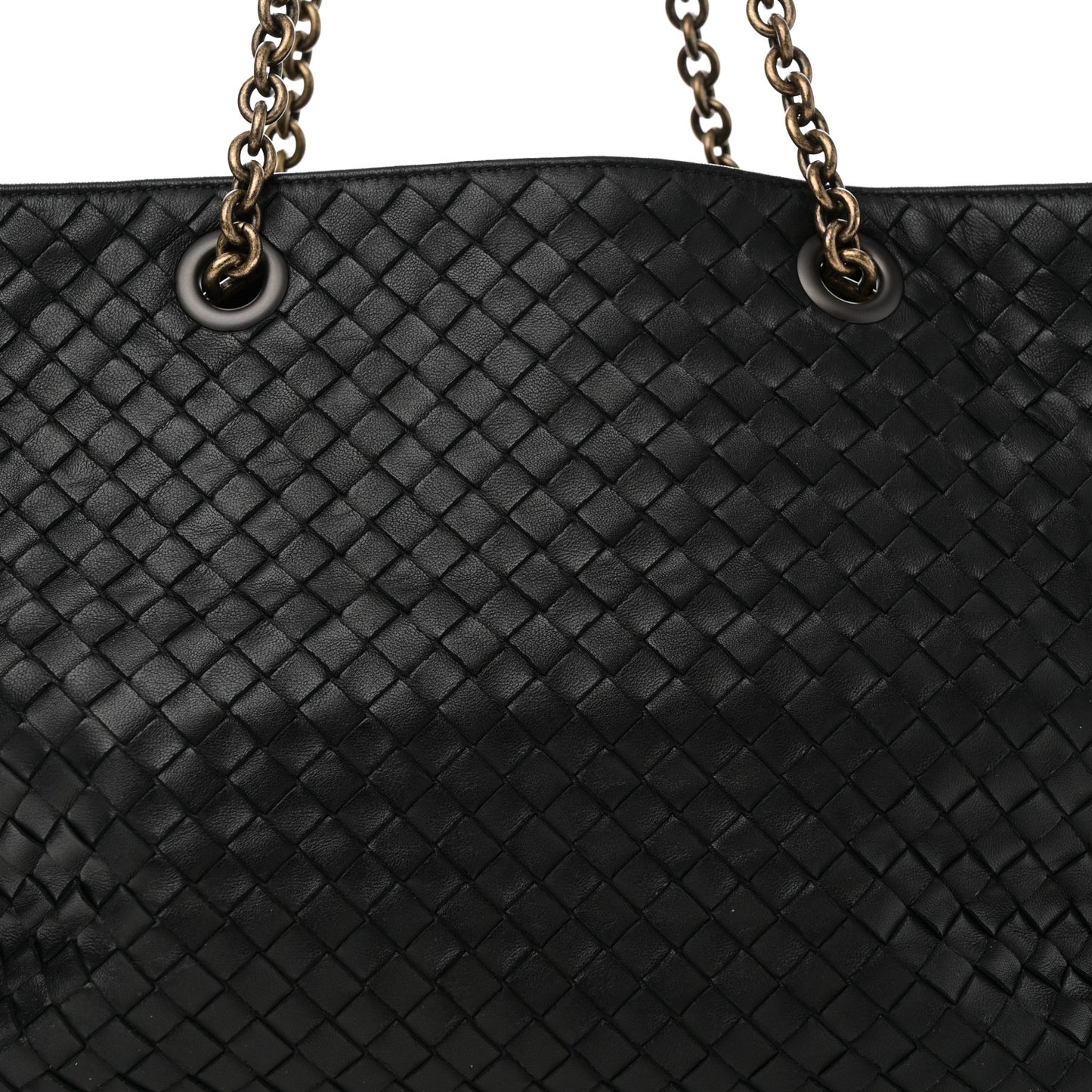 Nappa Intrecciato Medium Classic Chain Strap Tote Black