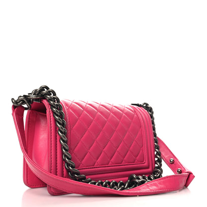 Chanel Lambskin Quilted Small Boy Flap Dark Pink 3 of 14