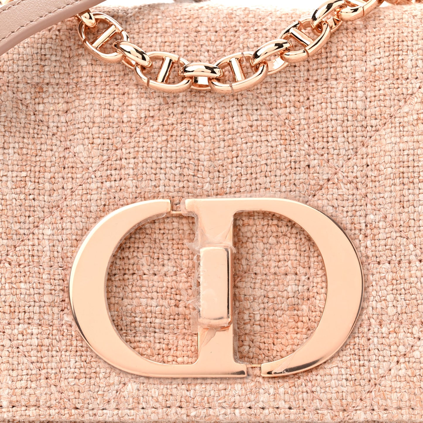 Linen Macrocannage Small Caro Bag Rose