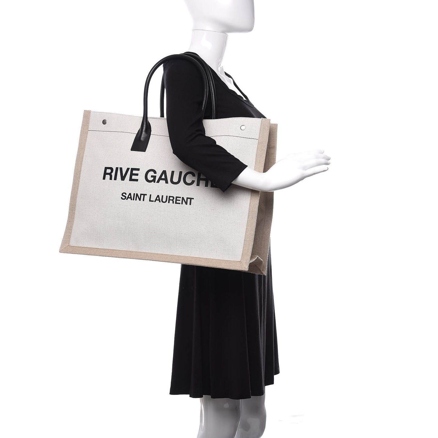 Linen Calfskin Rive Gauche Tote Optic White