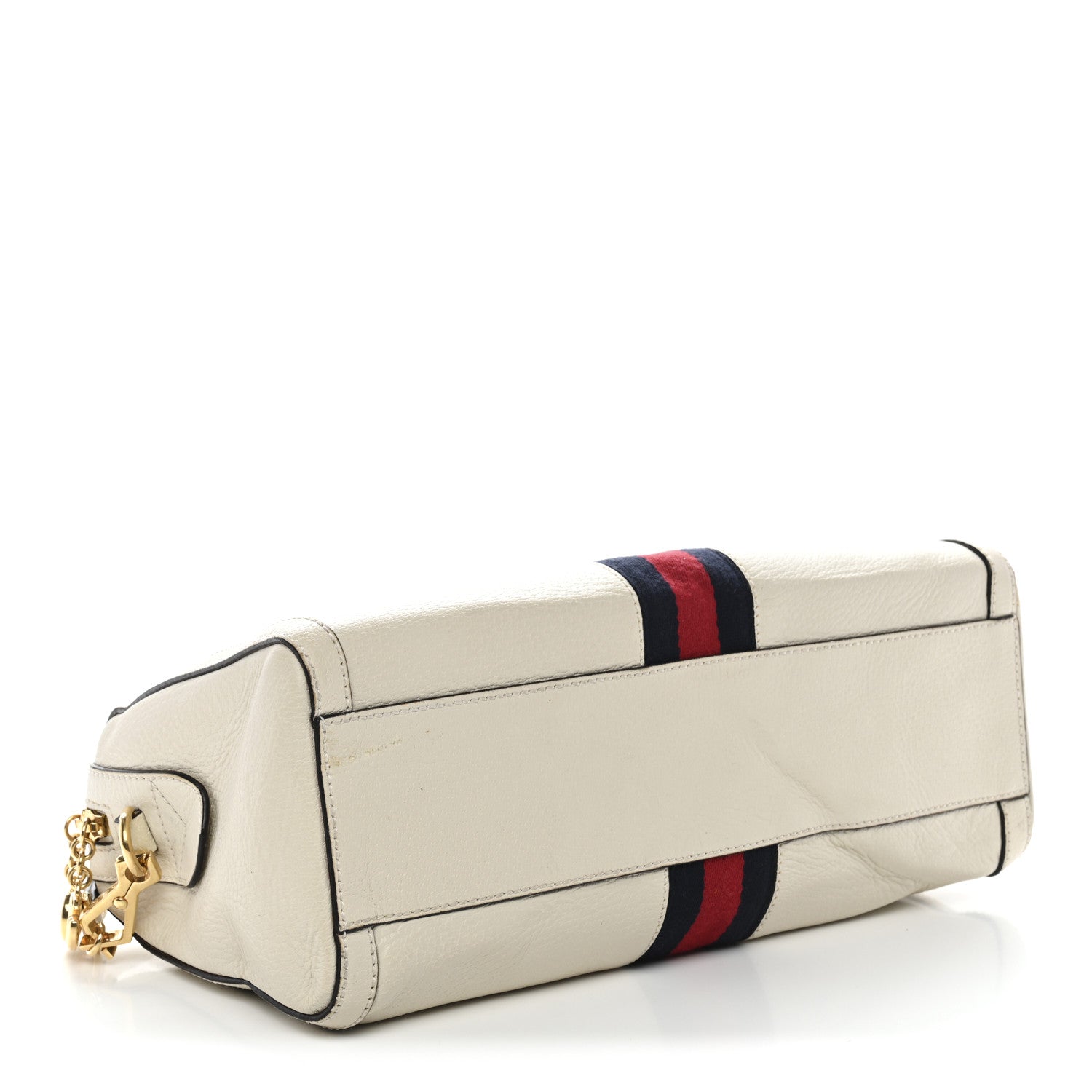 Gucci Textured Dollar Calfskin Web Medium Ophidia Boston White 4 of 13
