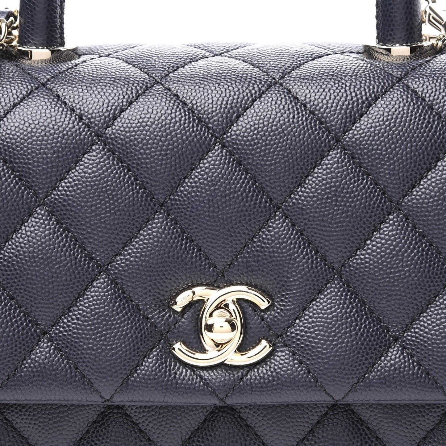Caviar Quilted Mini Coco Handle Flap Navy Blue