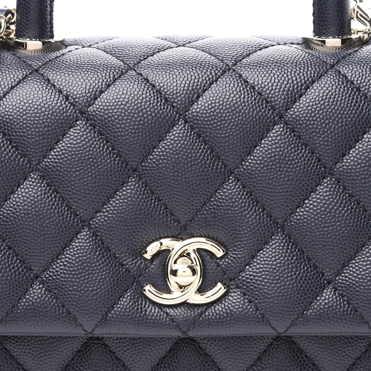 Chanel Caviar Quilted Mini Coco Handle Flap Navy Blue 9 of 11