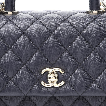 Chanel Caviar Quilted Mini Coco Handle Flap Navy Blue 9 of 11