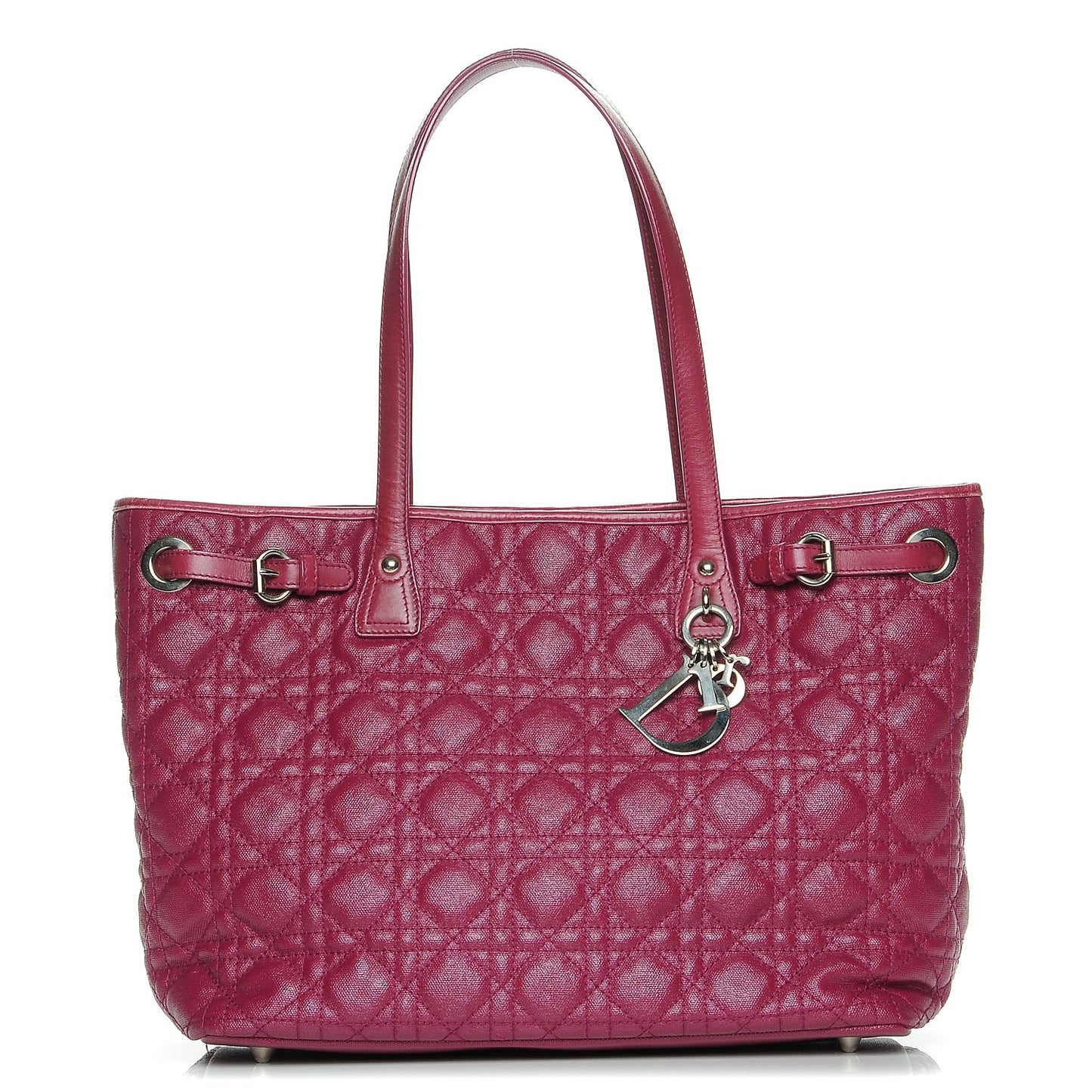 Coated Canvas Cannage Small Panarea Tote Fuchsia