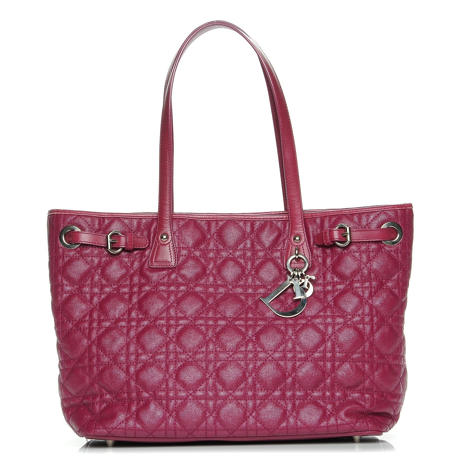 Christian Dior Coated Canvas Cannage Small Panarea Tote Fuchsia 1 of 7