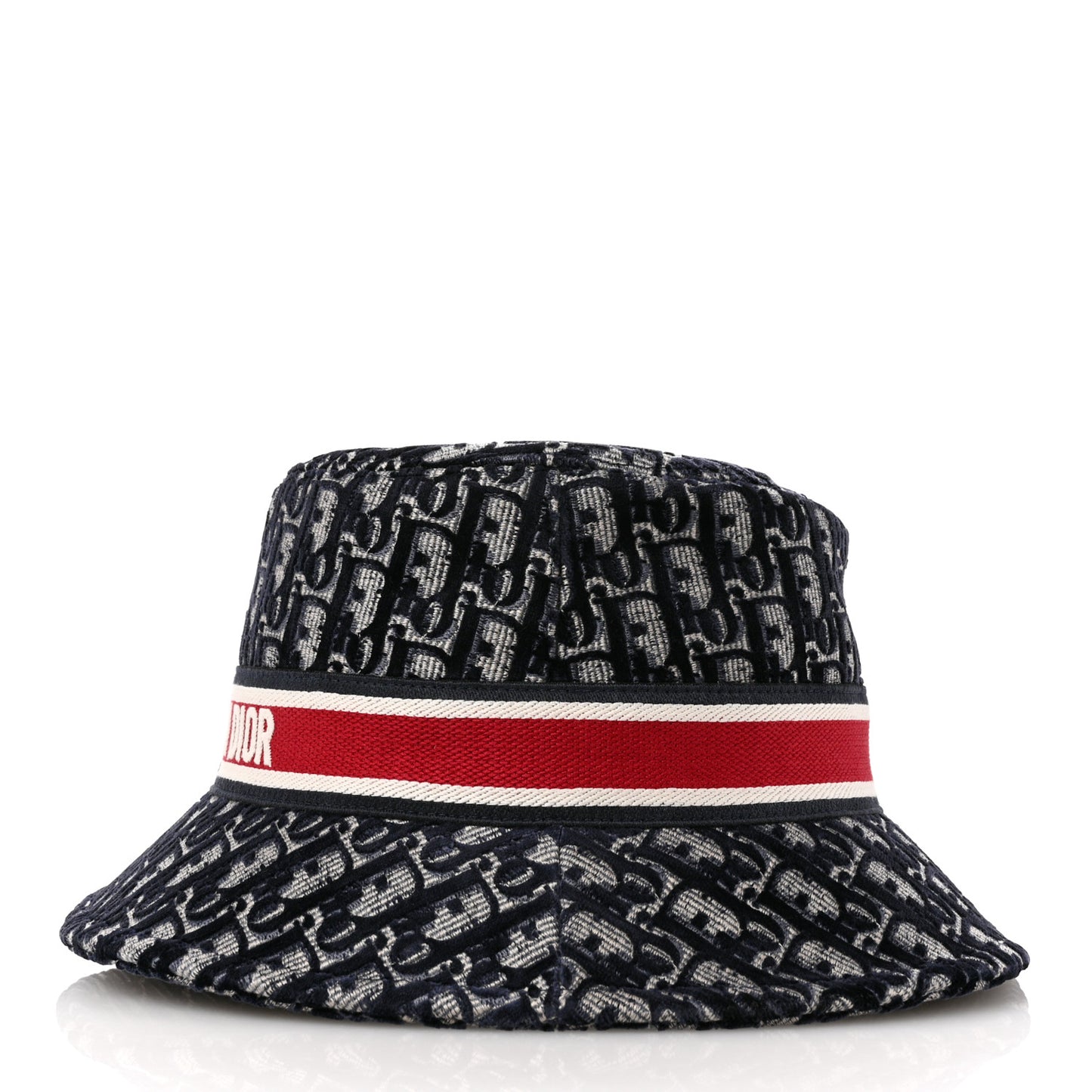 Velvet Oblique Large Brim Bucket Hat 58 Bleu Red