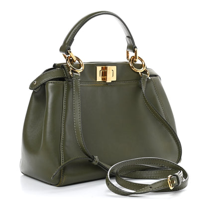 Fendi Nappa Mini Peekaboo Iconic Satchel Verde Equatore 3 of 10